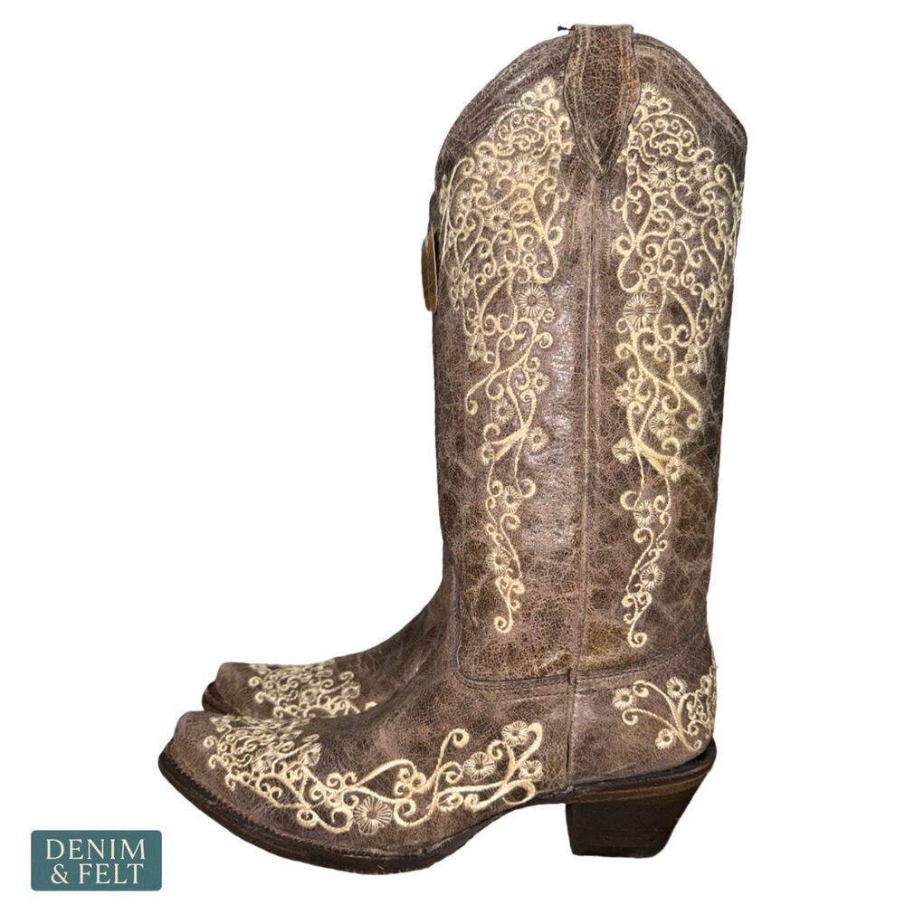 NEW Corral Crater Bone Embroidery Western Boots Snip Toe Cowgirl Boho Statement - Picture 10 of 15